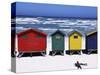 Victorian-Style Bathing Boxes on the Beach, Western Cape, South Africa-John Warburton-lee-Stretched Canvas