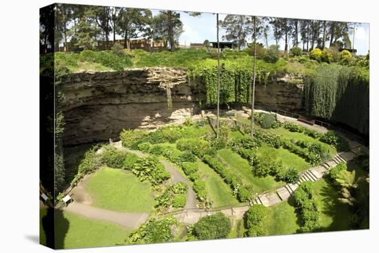 Victorian Terraced Gardens in Umpherston Sinkhole in Limestone, Mount Gambier, South Australia-Tony Waltham-Stretched Canvas