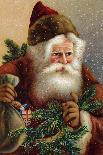 A Fatherly Santa Claus on a Snowy Christmas Eve - A Victorian Illustration-Victorian Traditions-Art Print