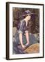 Victorian Woman in Hat Drawing-null-Framed Art Print