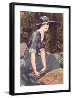 Victorian Woman in Hat Drawing-null-Framed Art Print