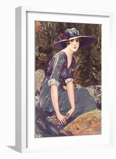 Victorian Woman in Hat Drawing-null-Framed Art Print