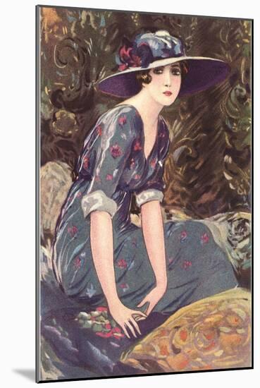 Victorian Woman in Hat Drawing-null-Mounted Art Print