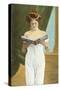 Victorian Woman Reading-null-Stretched Canvas