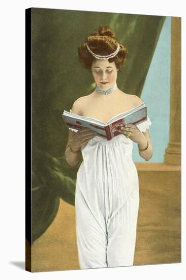 Victorian Woman Reading-null-Stretched Canvas