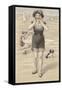 Victorian Woman Shouting on Beach-null-Framed Stretched Canvas