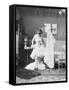 Victorian Woman Undressing in the Bath-null-Framed Stretched Canvas