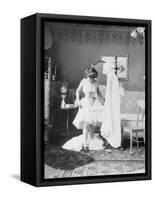 Victorian Woman Undressing in the Bath-null-Framed Stretched Canvas