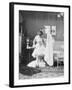 Victorian Woman Undressing in the Bath-null-Framed Photographic Print