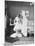 Victorian Woman Undressing in the Bath-null-Mounted Photographic Print
