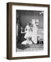 Victorian Woman Undressing in the Bath-null-Framed Photographic Print