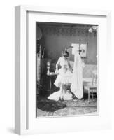 Victorian Woman Undressing in the Bath-null-Framed Photographic Print