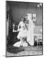 Victorian Woman Undressing in the Bath-null-Mounted Photographic Print