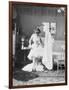 Victorian Woman Undressing in the Bath-null-Framed Photographic Print