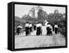 Victorian Women Cyclists Pushing their Bicycles, 1898-null-Framed Stretched Canvas