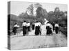 Victorian Women Cyclists Pushing their Bicycles, 1898-null-Stretched Canvas