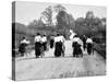 Victorian Women Cyclists Pushing their Bicycles, 1898-null-Stretched Canvas