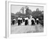 Victorian Women Cyclists Pushing their Bicycles, 1898-null-Framed Photographic Print