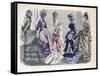 Victorian Women in Winter Fashions, 1875-null-Framed Stretched Canvas