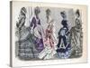 Victorian Women in Winter Fashions, 1875-null-Stretched Canvas