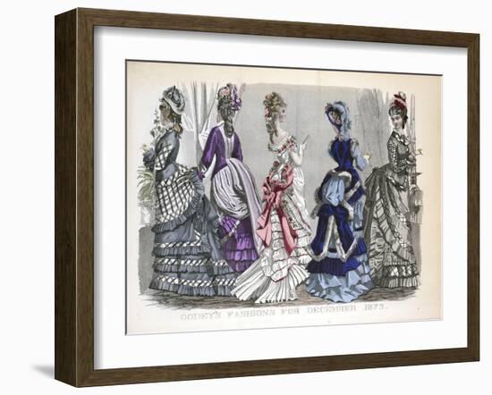 Victorian Women in Winter Fashions, 1875-null-Framed Giclee Print