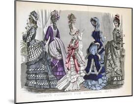 Victorian Women in Winter Fashions, 1875-null-Mounted Giclee Print
