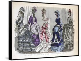 Victorian Women in Winter Fashions, 1875-null-Framed Stretched Canvas