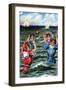 Victorian Women Swimming In The Surf-null-Framed Art Print