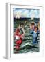 Victorian Women Swimming In The Surf-null-Framed Art Print