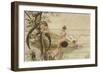 Victorians Seated on Musical Staff and Clef-null-Framed Art Print