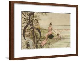 Victorians Seated on Musical Staff and Clef-null-Framed Art Print