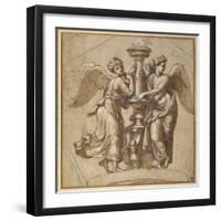 Victories Embracing a Candelabrum-Giovanni Francesco Penni-Framed Giclee Print