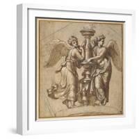 Victories Embracing a Candelabrum-Giovanni Francesco Penni-Framed Giclee Print