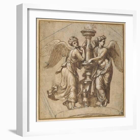 Victories Embracing a Candelabrum-Giovanni Francesco Penni-Framed Giclee Print