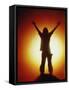 Victorious Climber Silhouetted by the Sun-null-Framed Stretched Canvas