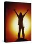 Victorious Climber Silhouetted by the Sun-null-Stretched Canvas