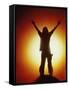 Victorious Climber Silhouetted by the Sun-null-Framed Stretched Canvas