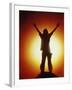 Victorious Climber Silhouetted by the Sun-null-Framed Photographic Print