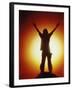 Victorious Climber Silhouetted by the Sun-null-Framed Photographic Print