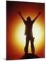 Victorious Climber Silhouetted by the Sun-null-Mounted Photographic Print