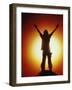 Victorious Climber Silhouetted by the Sun-null-Framed Photographic Print