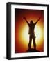 Victorious Climber Silhouetted by the Sun-null-Framed Photographic Print