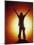 Victorious Climber Silhouetted by the Sun-null-Mounted Photographic Print