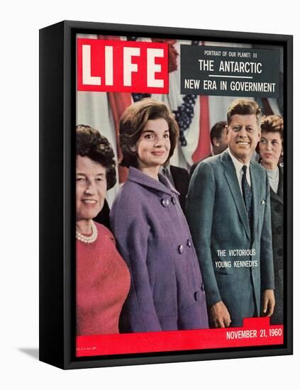 Victorious Young Kennedys, President-elect John Kennedy with Wife and Mother, November 21, 1960-Paul Schutzer-Framed Stretched Canvas