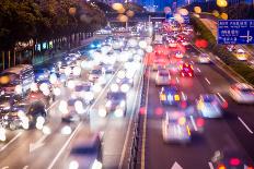 Double Exposure of Night Traffic Scene-victorn-Framed Premium Photographic Print