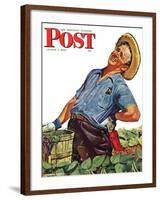 "Victory Garden," Saturday Evening Post Cover, August 7, 1943-Howard Scott-Framed Giclee Print