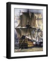 Victory, Horatio Nelson's Ship at Battle of Trafalgar, October 21, 1805, Detail, Spain-null-Framed Giclee Print