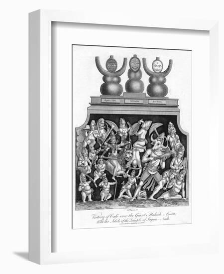 Victory of Cali over the Giant Mahish A'Sura, with the Idols of the Temple of Jagannath, 1809-J Chapman-Framed Giclee Print