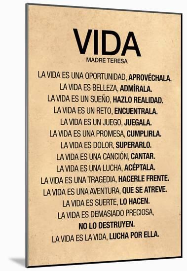 Vida por Madre Teresa Poema-null-Mounted Poster