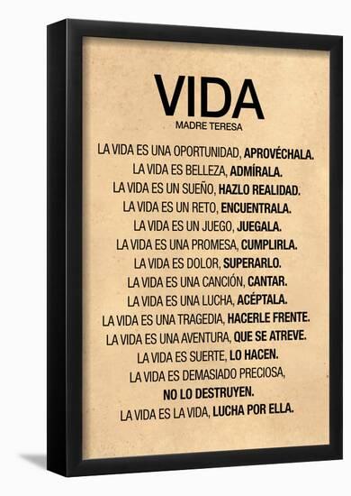 Vida por Madre Teresa Poema-null-Framed Poster